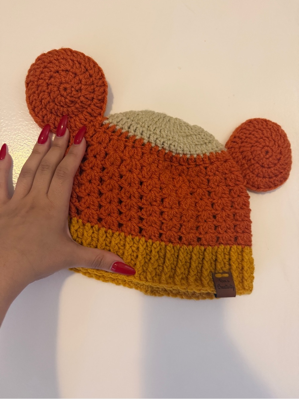 Candy corn Mickey beanie, - Orange, Mustard & Cream